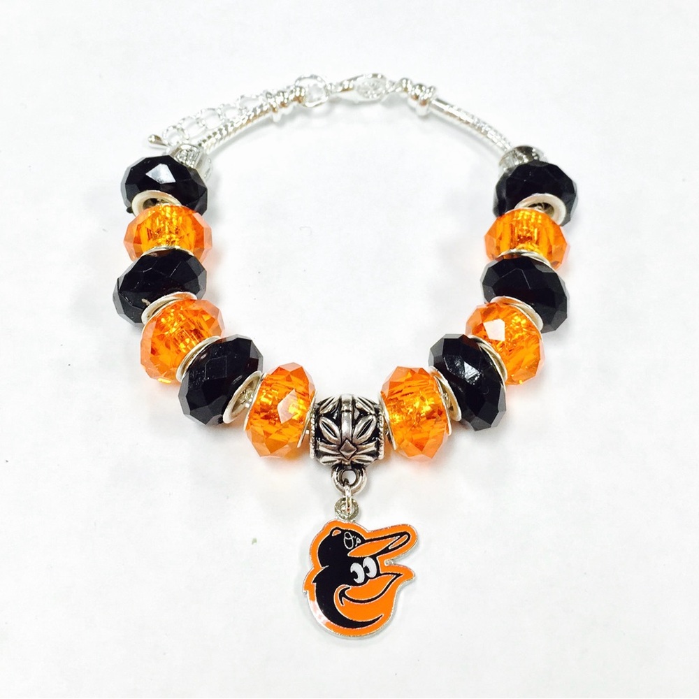 Baltimore Orioles Beaded Bracelet with Charm